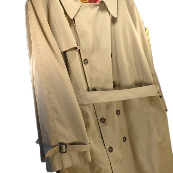 Vintage Arnie Men’s Trench Coat 52 Tall – Tan, Belted, Faux Fur Liner - Picture 11 of 15
